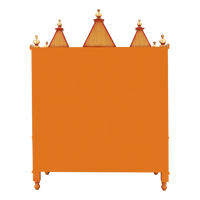 Abhikya Kostha Floor Rested Pooja Mandir/Wooden temple for home in Teak Gold color back view