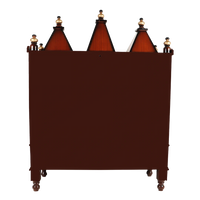 Abhikya Sadana Floor Rested Pooja Mandir/Wooden temple for home in Brown Gold color back view