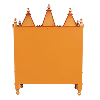 Abhikya Sadana Floor Rested Pooja Mandir/Wooden temple for home in Teak Gold color back view