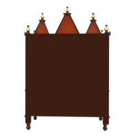 Abhikya Sthana Floor Rested Pooja Mandir/Wooden temple for home in Brown Gold color back view