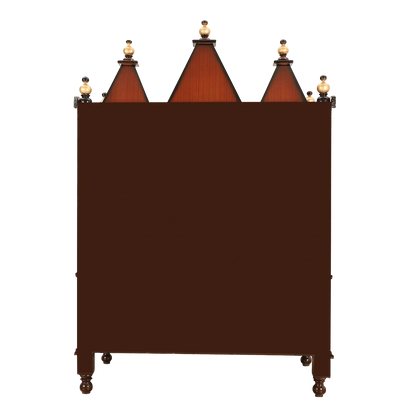 Abhikya Sthana Floor Rested Pooja Mandir/Wooden temple for home in Brown Gold color back view