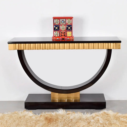 Ace Solid Wood Console Table Black Gold lifestyle image