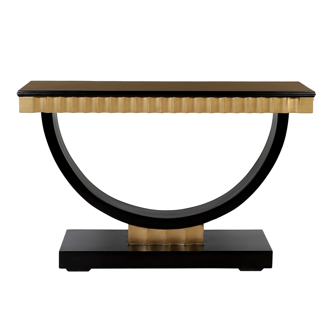 Ace Solid Wood Console Table in Black Gold color back view