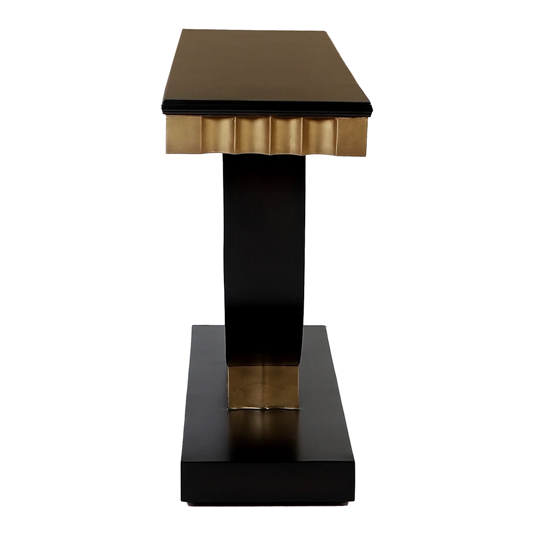 Ace Solid Wood Console Table in Black Gold color side view