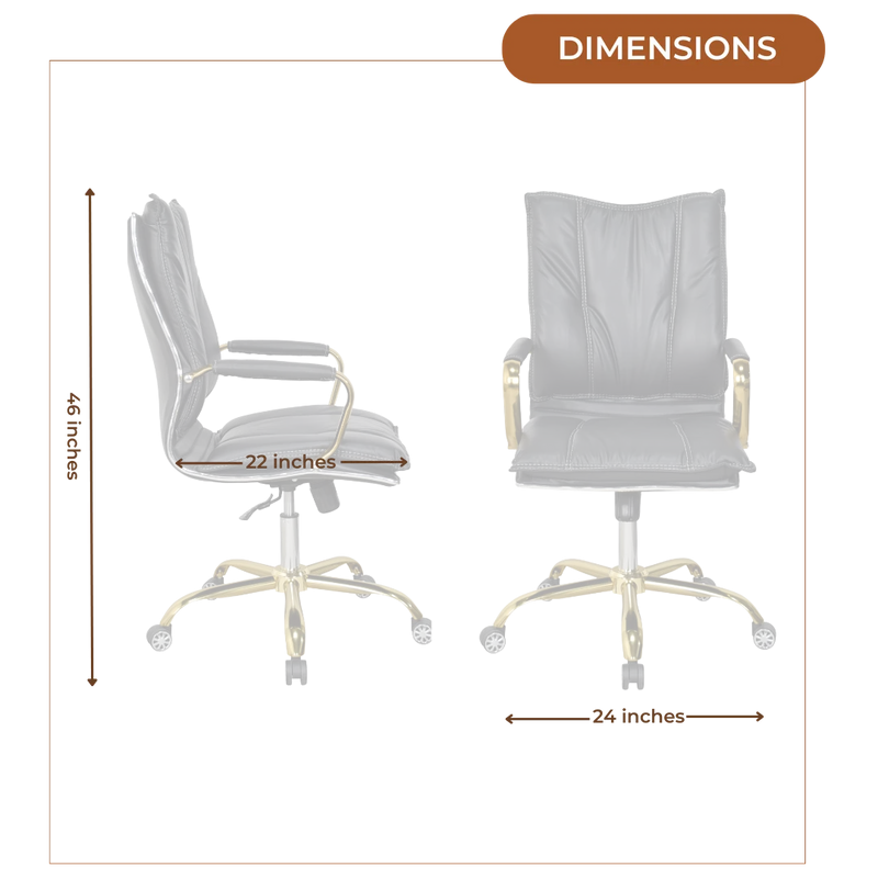 Adeka Medium Back Office Executive Chair (Black) Dimensions
