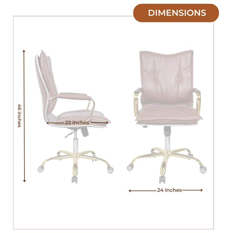 Adeka Medium Back Office Executive Chair (Brown) Dimensions