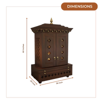 Adhir Teak Wood Pooja Mandap with Door (Wenge) Dimensions