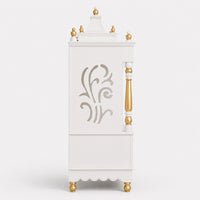 Adhyatma Floor Rested Pooja Mandir without Door (White Gold) Dimensions Side View