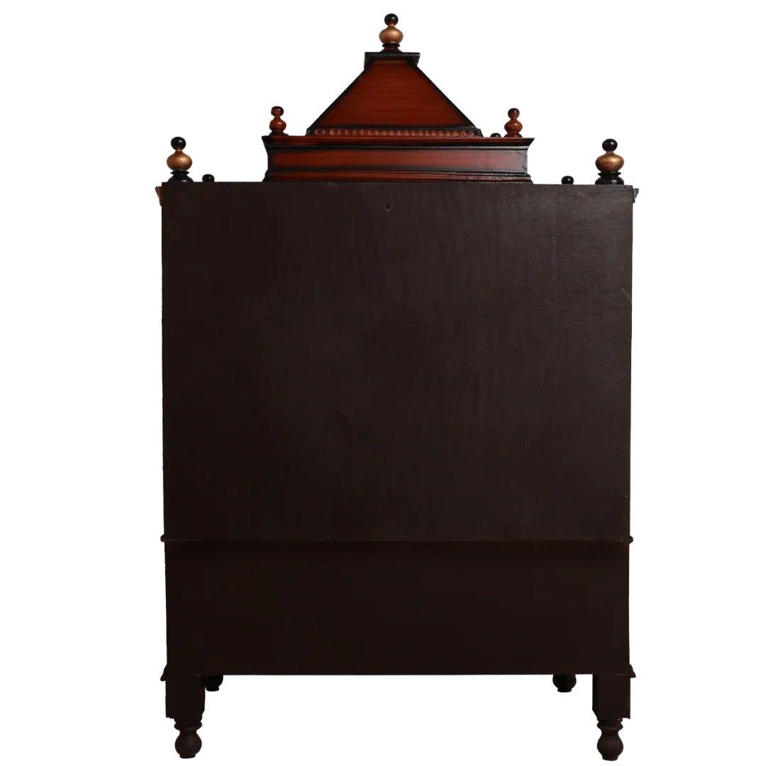 Adhyatma Floor Rested Pooja Mandir without Door Back View(Brown)