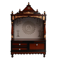 Adhyatma Floor Rested Pooja Mandir without Door Front View(Brown)