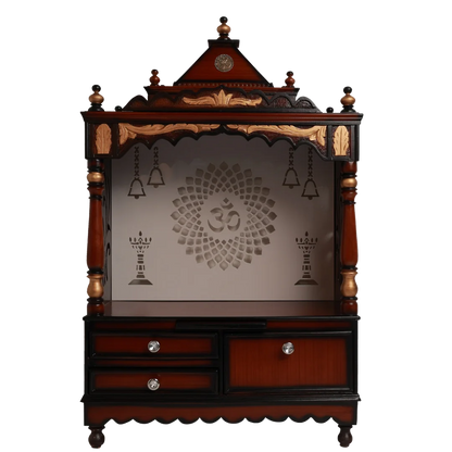 Adhyatma Floor Rested Pooja Mandir without Door Front View(Brown)