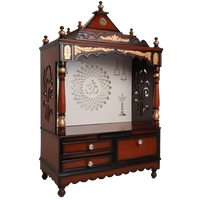Adhyatma Floor Rested Pooja Mandir without Door Side Angle(Brown)