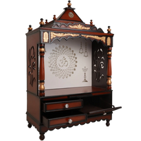 Adhyatma Floor Rested Pooja Mandir without Door Side Angle Open(Brown)