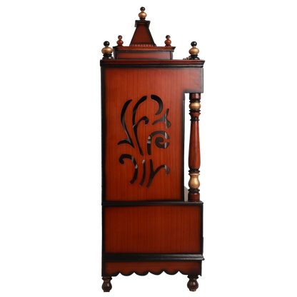 Adhyatma Floor Rested Pooja Mandir without Door Side View(Brown)