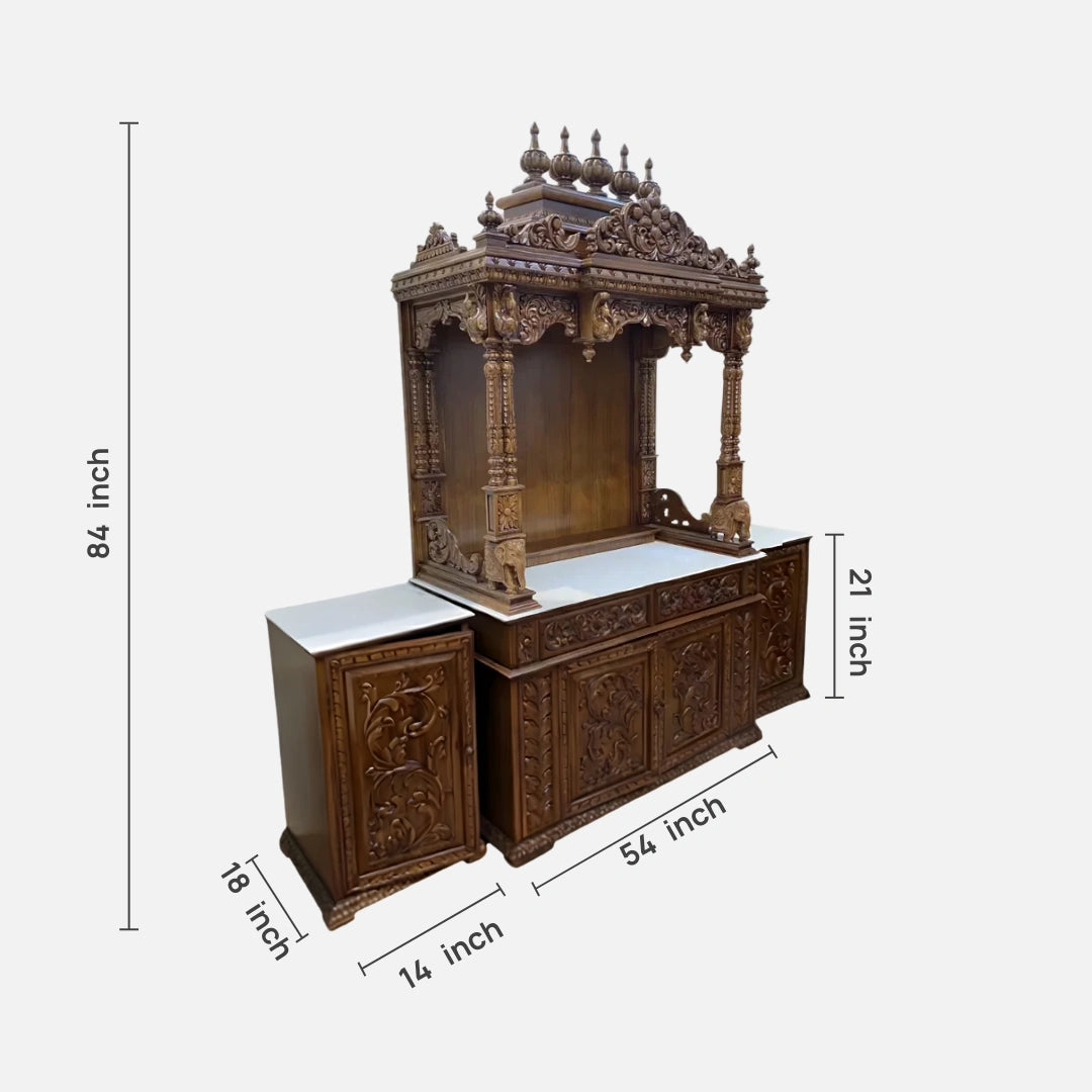 Adityam Teak Wood Mandap (Brown) dimensions 