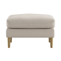 Aeris Teak Wood Ottoman Stool (Ivory) front view