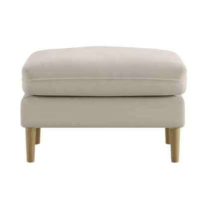 Aeris Teak Wood Ottoman Stool (Ivory) front view