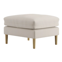 Aeris Teak Wood Ottoman Stool (Ivory) side angle