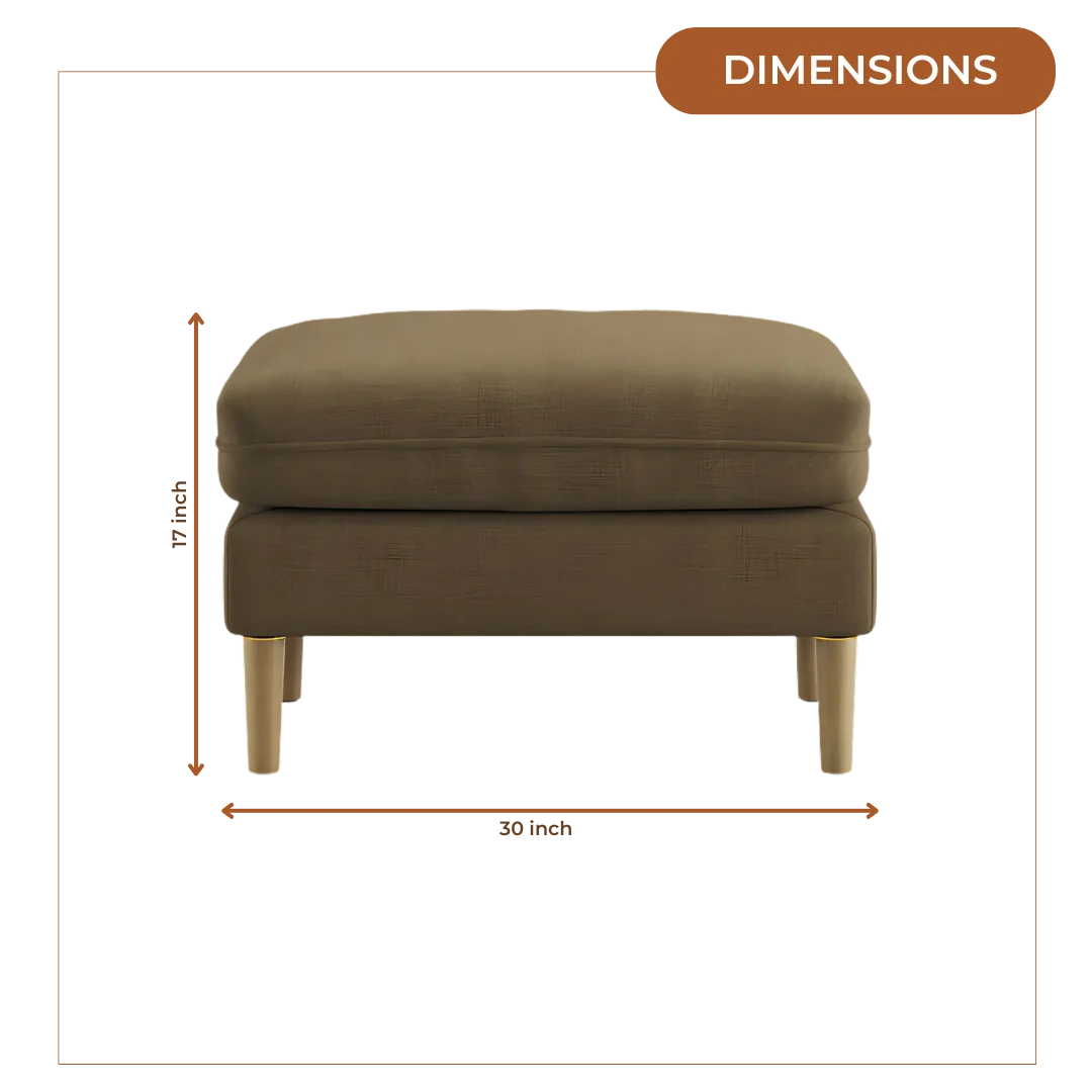 Aeris Teak Wood Ottoman Stool (Umber Brown) dimensions