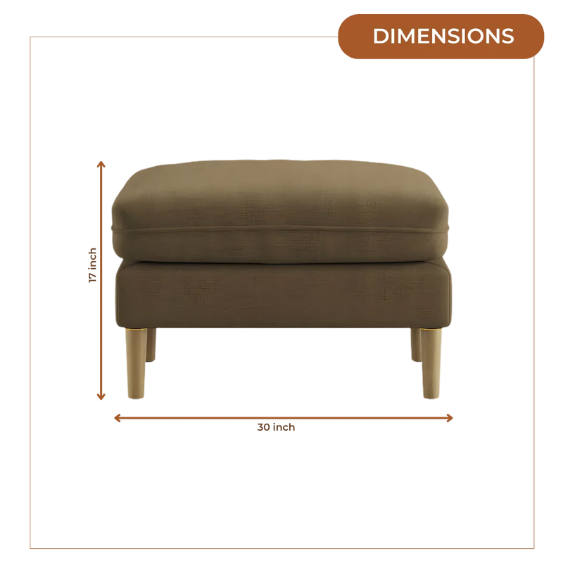 Aeris Teak Wood Ottoman Stool (Umber Brown) dimensions