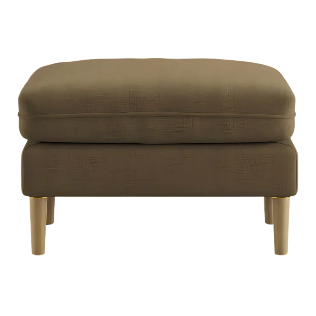 Aeris Teak Wood Ottoman Stool (Umber Brown) front view
