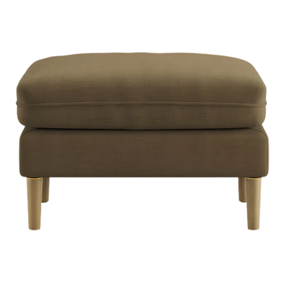 Aeris Teak Wood Ottoman Stool (Umber Brown) front view