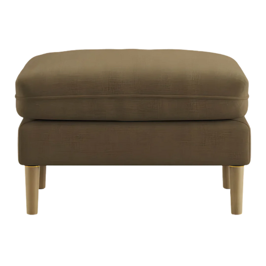 Aeris Teak Wood Ottoman Stool (Umber Brown) front view