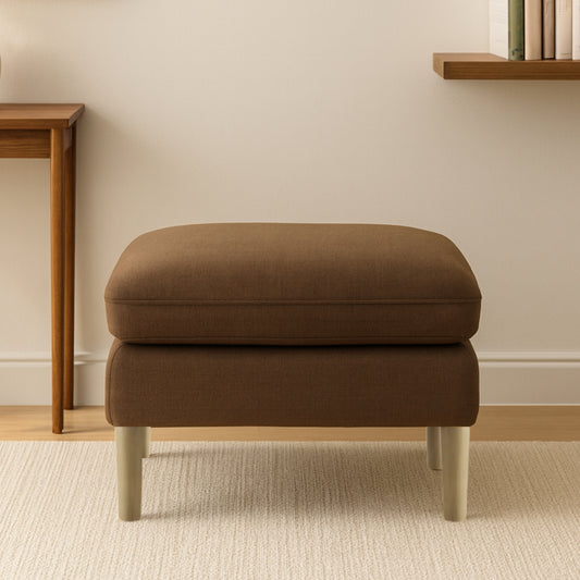 Aeris Teak Wood Ottoman Stool (Umber Brown) lifestyle view