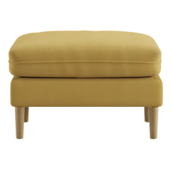 Aeris Teak Wood Ottoman Stool (Yellow)