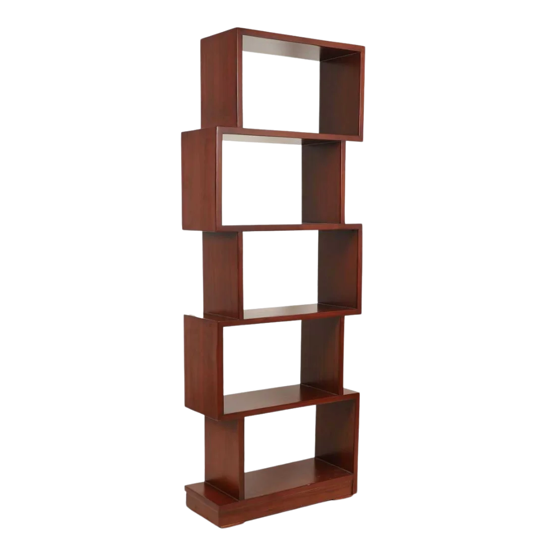 Solid Wood Book Shelf (Brown) Side Angle