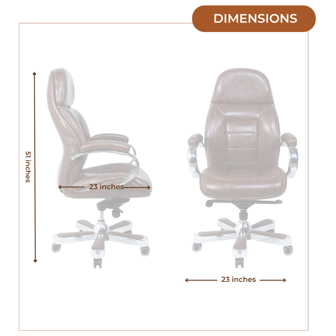 Aident Recliner Office Executive Chair (Brown) Dimensions