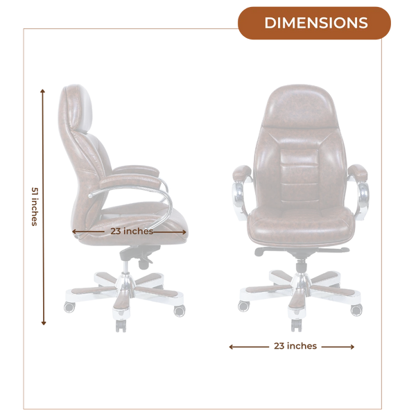 Aident Recliner Office Executive Chair (Brown) Dimensions