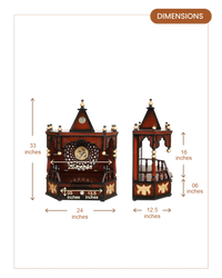 Aikyam Wall Mount Pooja Mandir without Door (Brown Gold) dimesnions