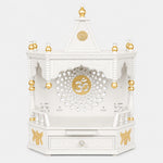 Aikyam Wall Mount Pooja Mandir without Door White Gold