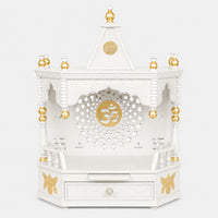 Aikyam Wall Mount Pooja Mandir without Door (White Gold) Front Image
