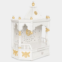 Aikyam Wall Mount Pooja Mandir without Door (White Gold) Side Image