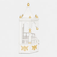 Aikyam Wall Mount Pooja Mandir without Door (White Gold) Side Angle