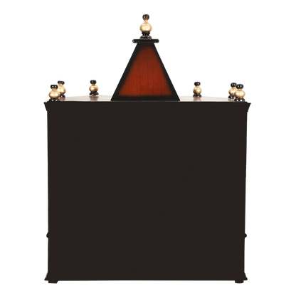 Aikyam Wall Mount Pooja Mandir/Wooden temple for home in Brown Gold color back view