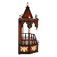 Aikyam Wall Mount Pooja Mandir/Wooden temple for home in Brown Gold color side view featuring jali design