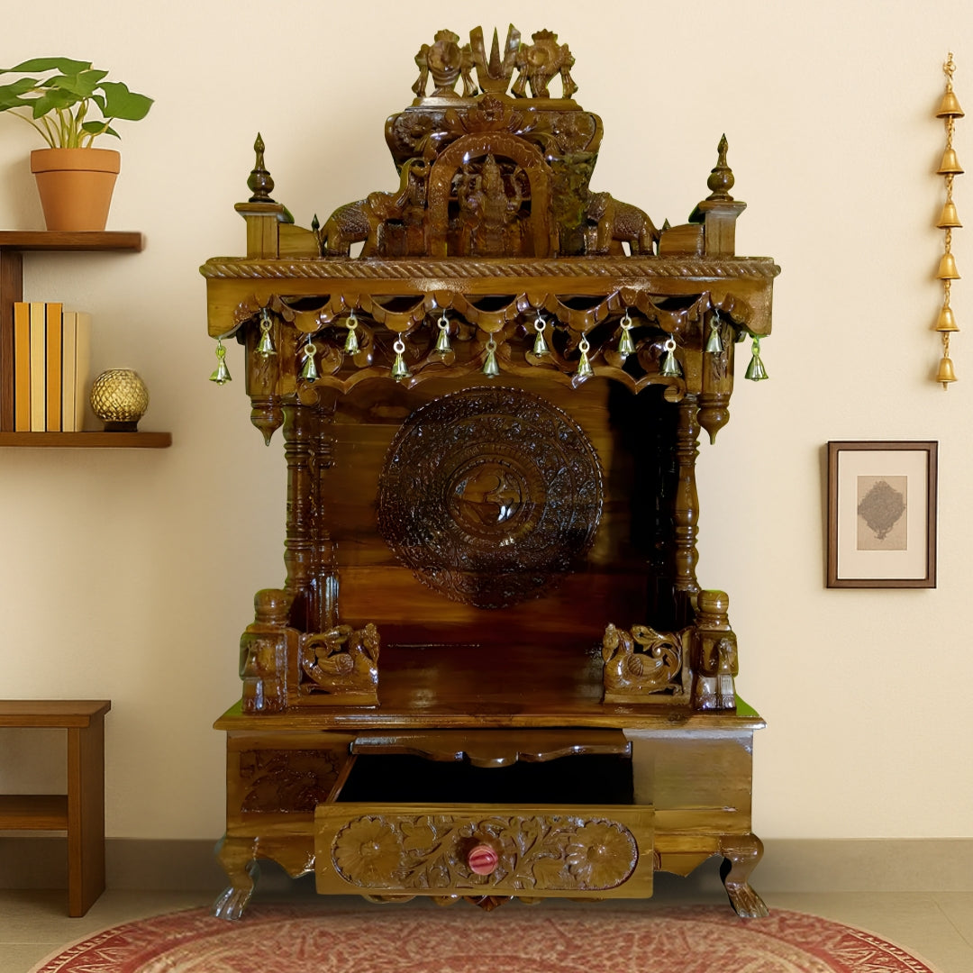 Aishani Teak Wood Mandir (Brown) lifestyle image
