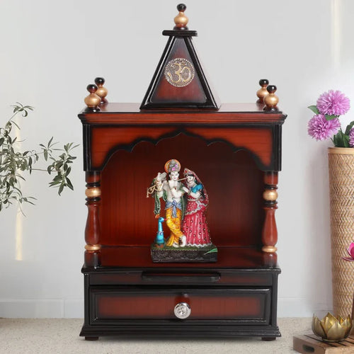 Alaya Wall Mount Pooja Mandir without Door (Brown Gold)