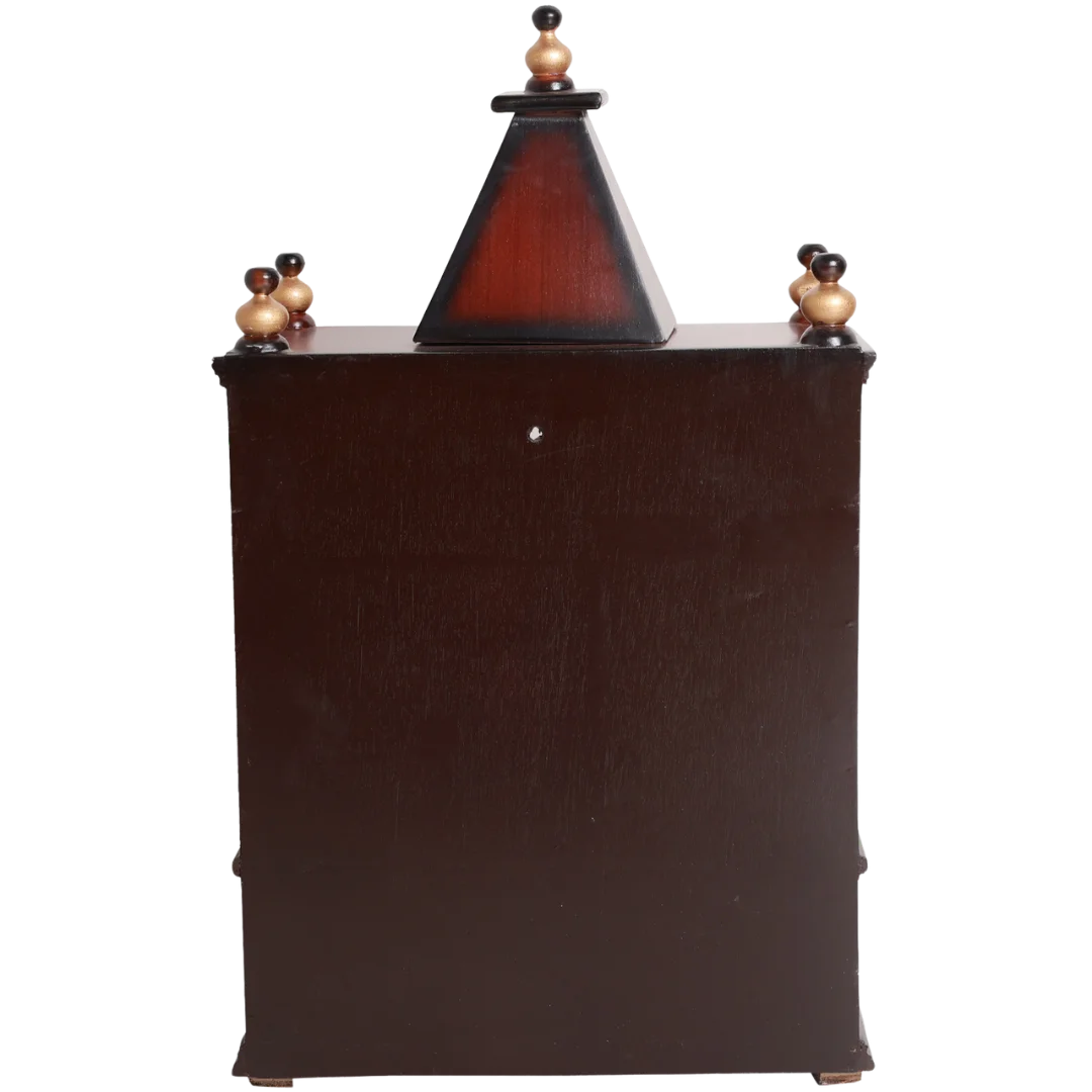 Alaya Wall Mount Pooja Mandir without Door Brown Gold Back Side view