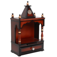 Alaya Wall Mount Pooja Mandir without Door Brown Gold Side Image