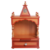 Alaya Wall Mount Pooja Mandir without Door (Teak Gold)