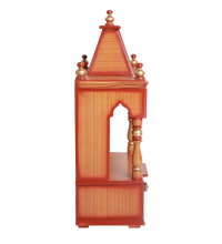 Alaya Wall Mount Pooja Mandir without Door (Teak Gold) Side View
