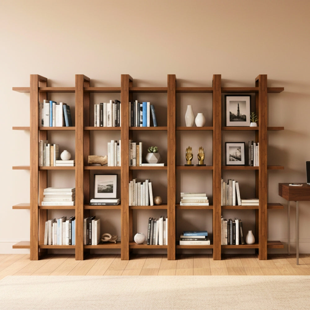 Alcove Teak Wood Book Shelf (Teak) lifestyle view 