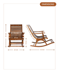 Aldin Teak Wood Rocking Chair (Natural Teak) dimensions