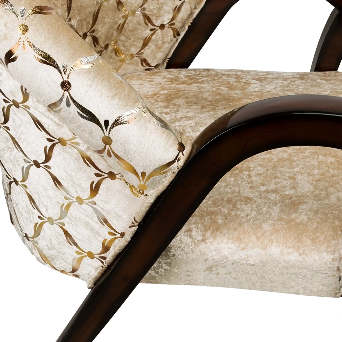 Alteza Teak Wood Fabric Upholstered Arm Chair in Brown Biege color zoom view cushion