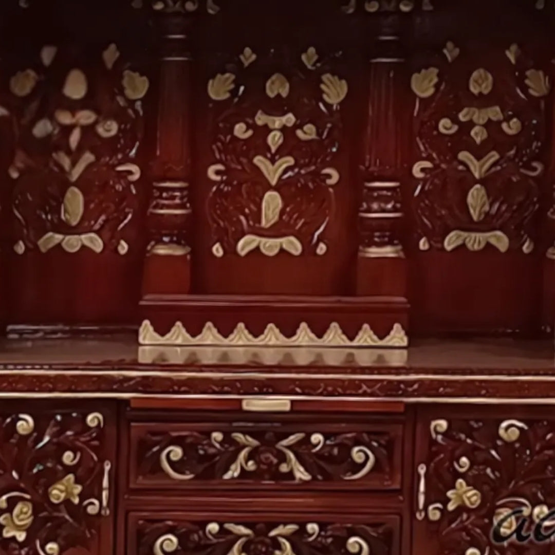 Amba Teak Wood Mandap (Cherry) close  view 