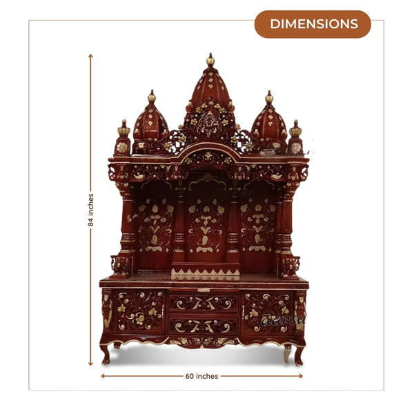 Amba Teak Wood Mandap (Cherry) dimensions
